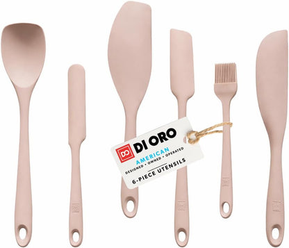 All New DI ORO 6-Piece Silicone Spatula Set - Rubber Kitchen Utensils for Baking, Cooking & Mixing - Heat-Resistant 600°F BPA Free Spatulas for Nonstick Cookware - Dishwasher Safe (Black)