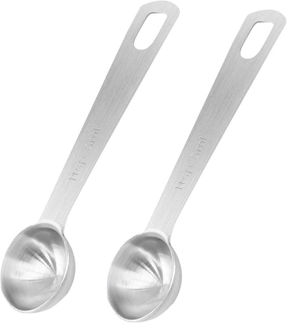 2Pcs 2/3 Tablespoon (2/3 Tbsp | 2 Tsp | 10 Ml | 10 Cc) Stainless Steel Measuring Spoons, 2 Teaspoon Metal Single Measuring Spoon for Measuring Coffee Powder, Grains and Loose Tea