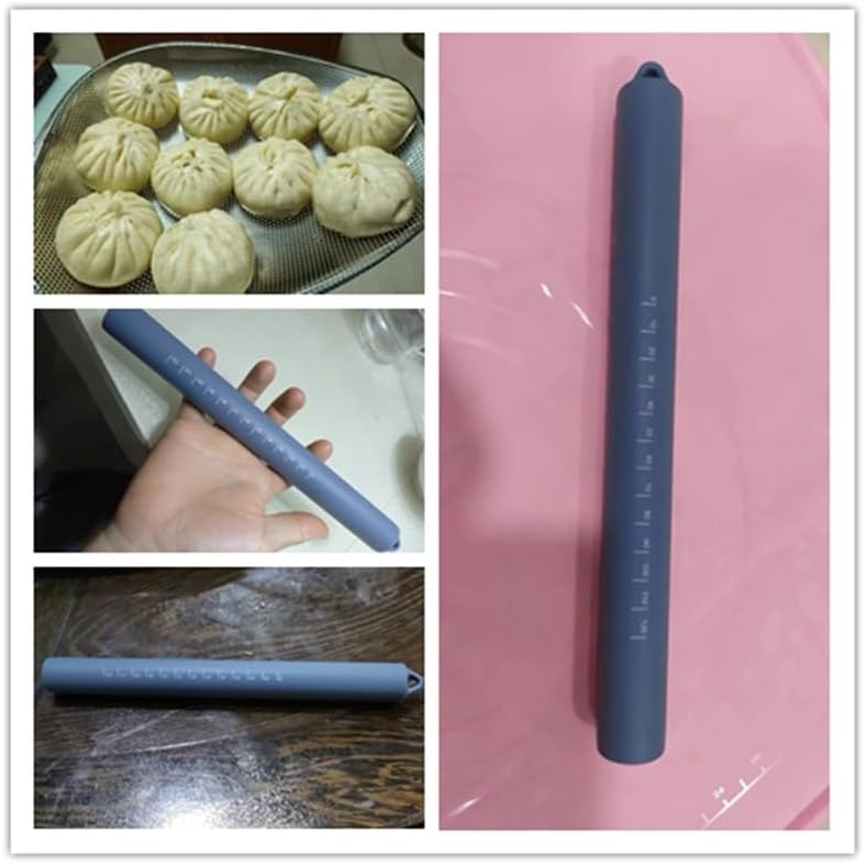 Small stainless Steel Inner Core Silicone Rolling Pin Non-stick Dough Roller (Green)