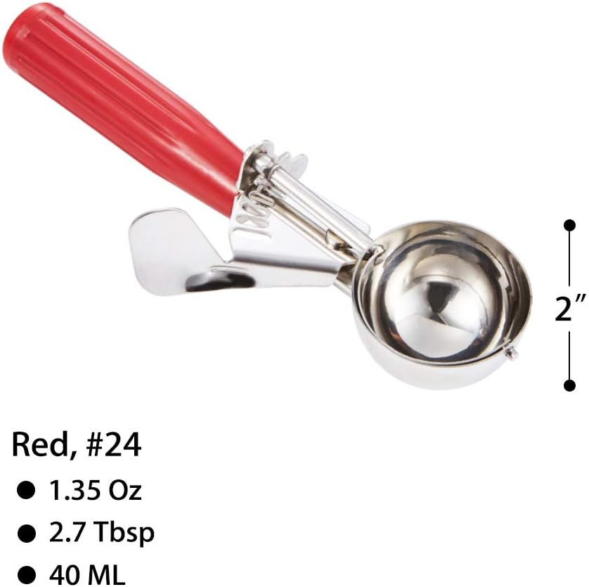 Saebye Portion Scoop - #8 (4 oz) - Disher, Large Ice Cream Scoop with Trigger, Cookie Scoop, Food Scoop, Muffin Scoop - Portion Control - 18/8 Stainless Steel, Grey Handle