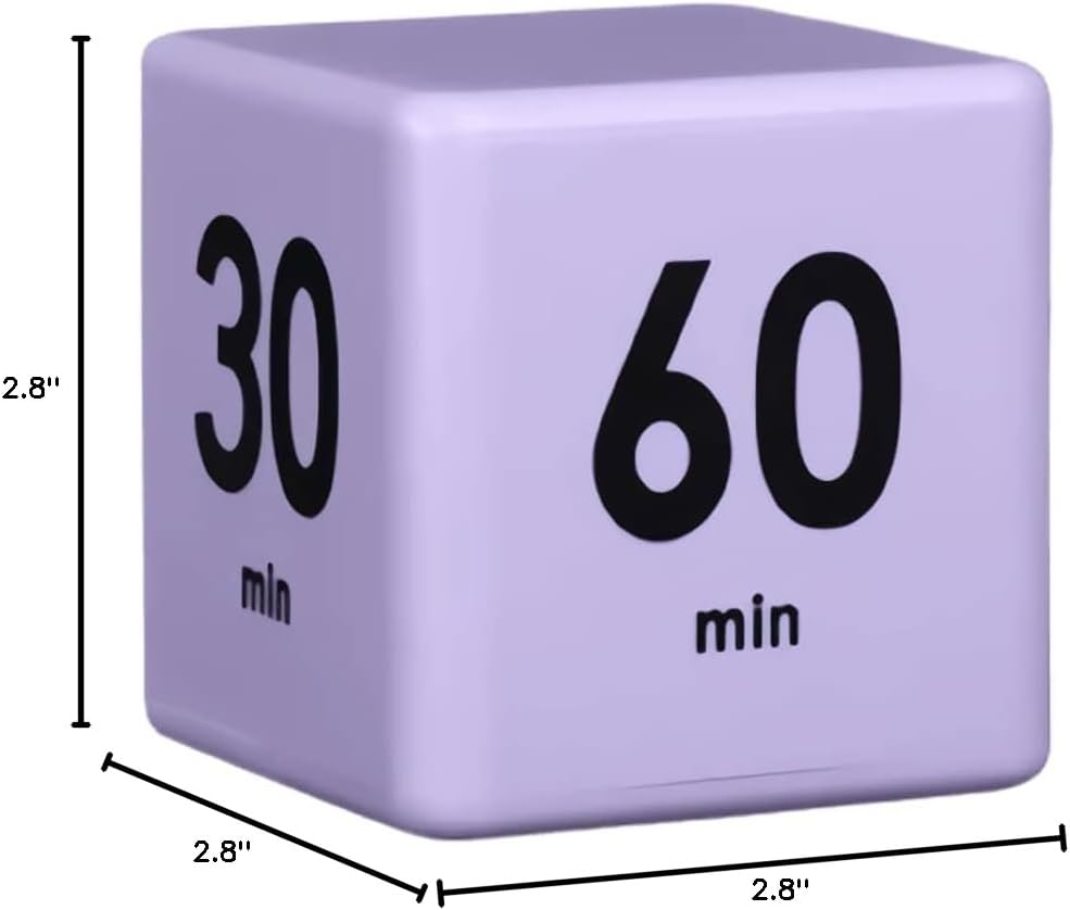 Feilifan Cube Timer, Productivity Cube Rotating Timer for Kitchen Studying Workout Classroom Kids ADHD 1-3-5-10 Minute Preset, White