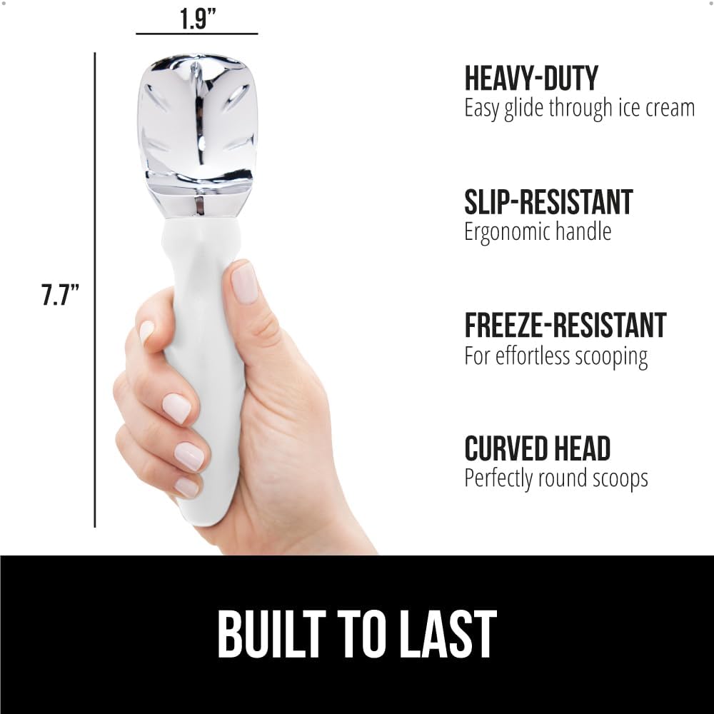 GORILLA GRIP® Heavy Duty Ice Cream Scoop, BPA-Free, Dishwasher Safe, Comfortable Zinc Alloy Handle, Professional Scooper for Hard Gelato, Sorbet, Cookie Dough, Melon, Round Cones, Kitchen Tool, Blue