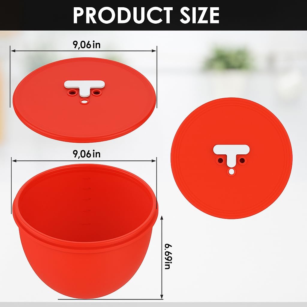 Omoiyari Premium MultiColors 3-Pack Silicone Bowl Liners with Lids for KitchenAid 7-Qt Bowl-Lift (Only), 2mm Extra-Thick Silicone, Odour-Free,Air Valves for Dough Proofing,Dishwasher Safe, BPA Free
