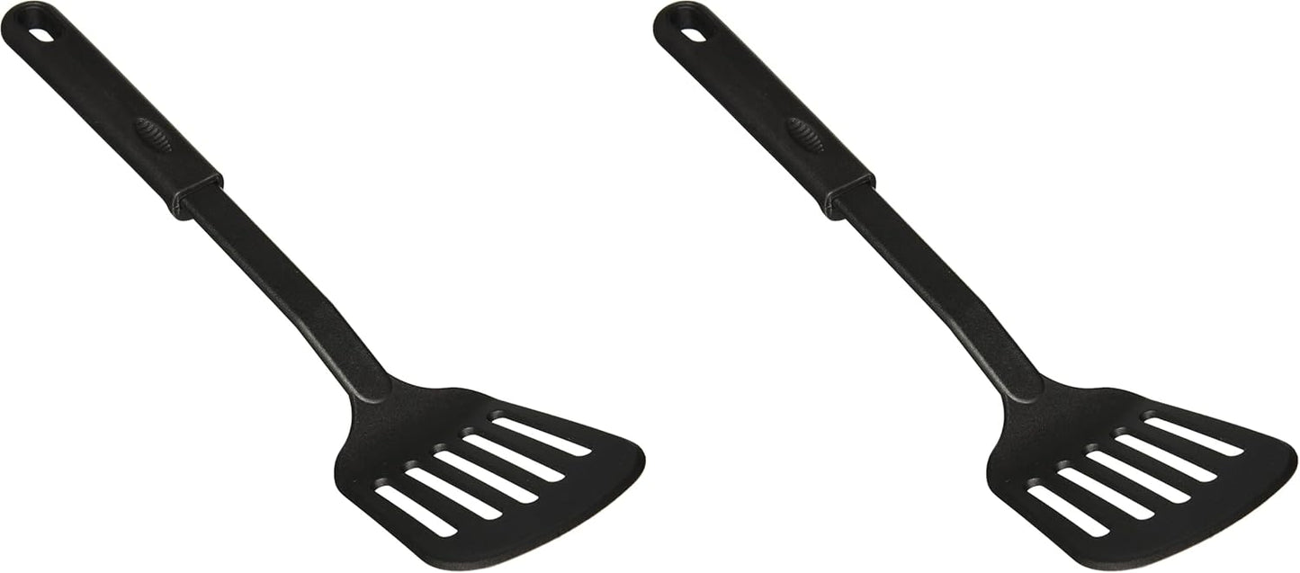 Winco Nylon Slotted Spatula, Black Medium, 12-3/4"