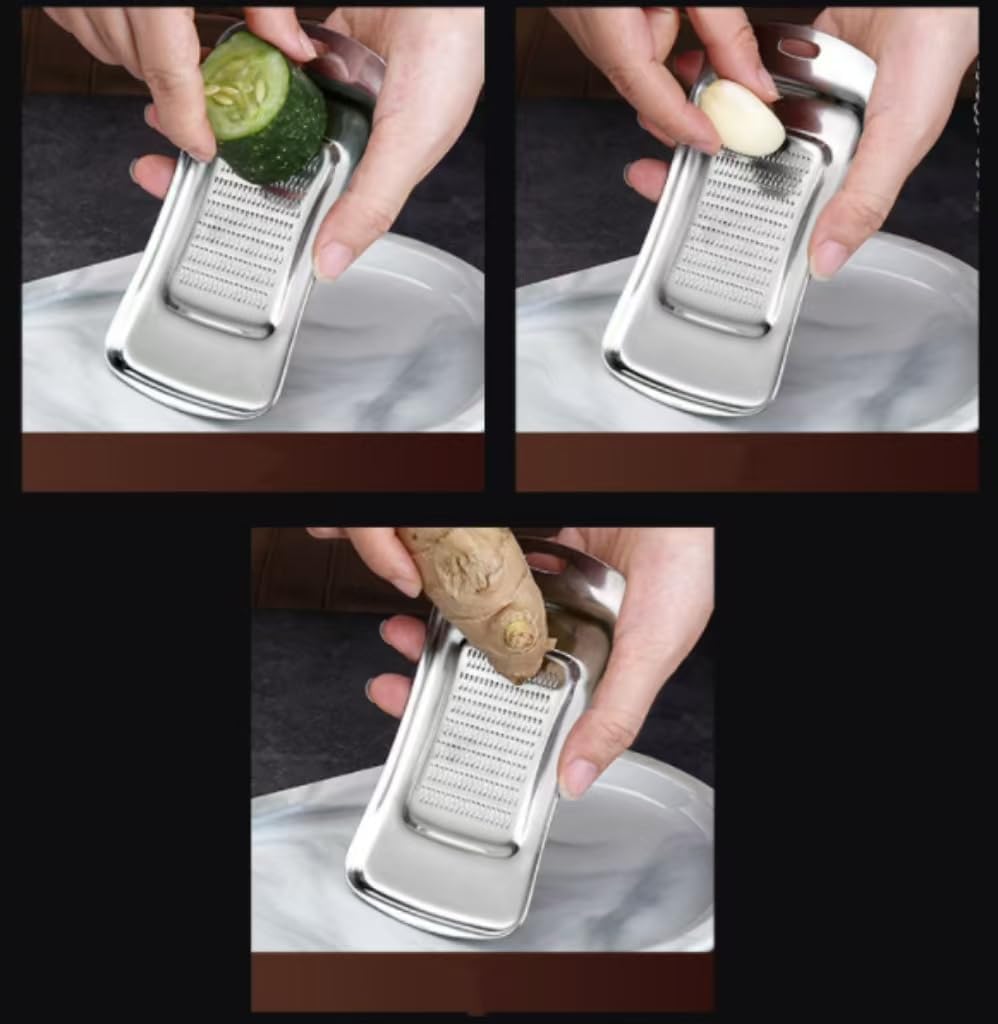 Stainless Steel Garlic Ginger Fruits Root Vegetable Grater Grinder Spoon for Kitchen (13.5 * 7)