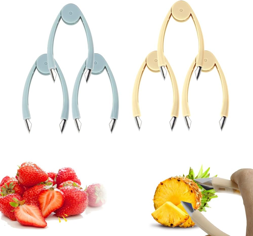 Multifunctional Pineapple Eye Remover, 2024 Upgrade Strawberry Stem Remover Pineapple Eye Remover Tool, Strawberry Huller Stem Remover Fruit Eye Remover for Potato, Tomato Corer (Blue-3 Pcs)