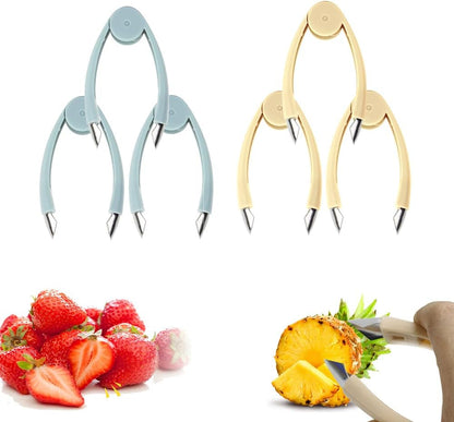 Multifunctional Pineapple Eye Remover, 2024 Upgrade Strawberry Stem Remover Pineapple Eye Remover Tool, Strawberry Huller Stem Remover Fruit Eye Remover for Potato, Tomato Corer (Blue-3 Pcs)
