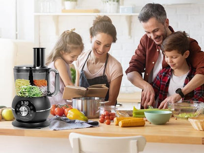12 Cup Smart Food Processor, Electric Food Chopper Slicer with French-Fry Slicing Shredding Chopping Kneading Cutter, For Meat, Vegetable, Fries, Cheese, Meat & Veggie Prep, Puree