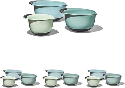 OXO Good Grips 3-Piece Plastic Mixing Bowl Set - Cadet Blue, Tower Gray, Jade, Small, Medium, Large