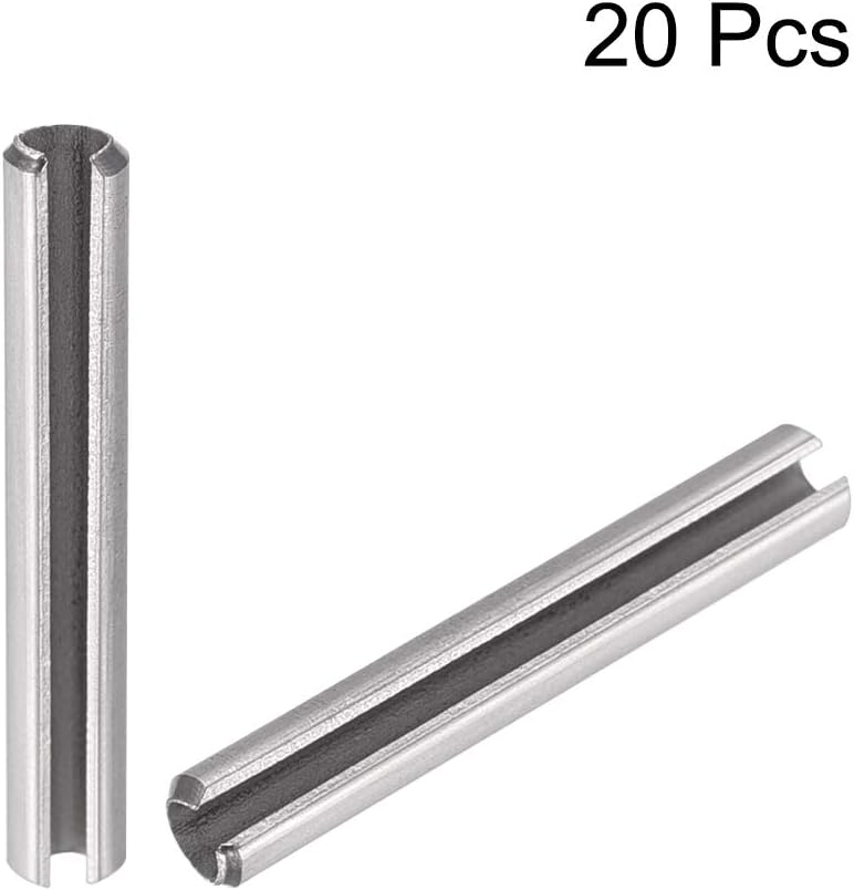 uxcell Slotted Spring Pin - M4 x 30mm 304 Stainless Steel Split Spring Roll Dowel Pins Plain Finish 20Pcs