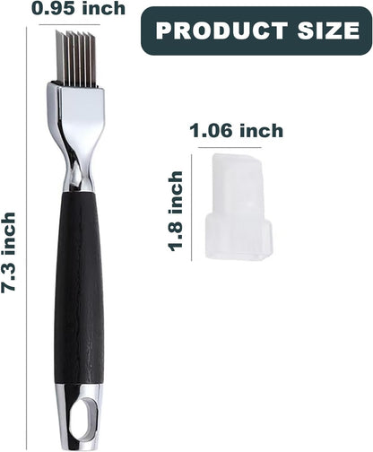 Stainless Steel Green Onion Slicer Cutter, Multifunctional Vegetable Shredder, Scallion Shred Silk Knife with Solid Handle for Garlic, Ginger, Herbs & Kitchen Meal Prep(6 Blades)