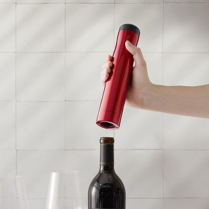 Rabbit Automatic Electric Corkscrew Wine Opener, Cordless Rechargeable, One-Touch Operation, Sleek Shiny Black Finish, Easy to Use for Wine Lovers