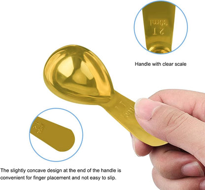 Coffee Scoop, Gold Stainless Steel Coffee Spoons Set, 1 tablespoon (15ml) and 1 tablespoons (30ml) Spoon, Gold Tablespoon Measure Spoon for Coffee, Milk Powder, Fruit Powder, 2 Pack(Long Handle)