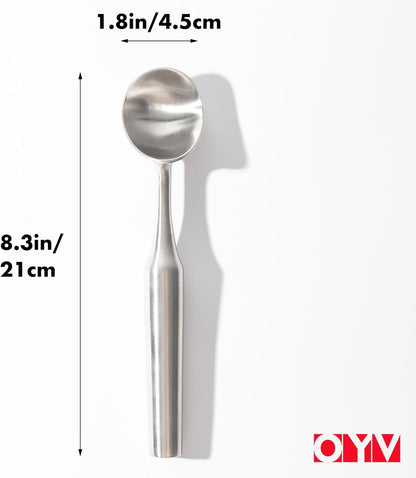 OYV Stainless Steel Ice Cream Scoop, Ergonomically Designed Handle for Comfort, Heavy Duty Ice Cream Scooper, One-Piece Design Ice Cream Scoops, Dishwasher Safe