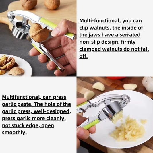 Garlic Press, Stainless Steel with Yellow Handles, Manual Kitchen Tool