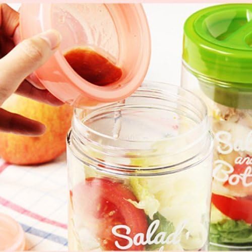 Komax Salad Bottle Set of 2, with Leak Proof Salad Sauce Dressing Case (Pink, Green)