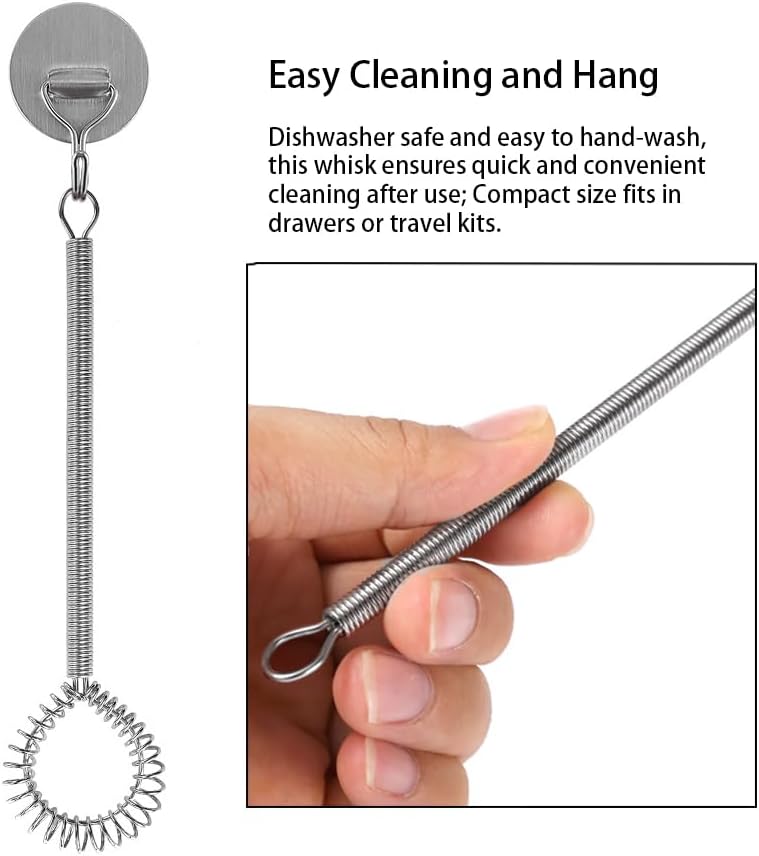Stainless Steel Mini Whisk 2 Pcs, Small Wire Whisks Set with Wooden Handle, Kitchen Egg Beater Mini Hand Mixer for Cooking, 7.8inch