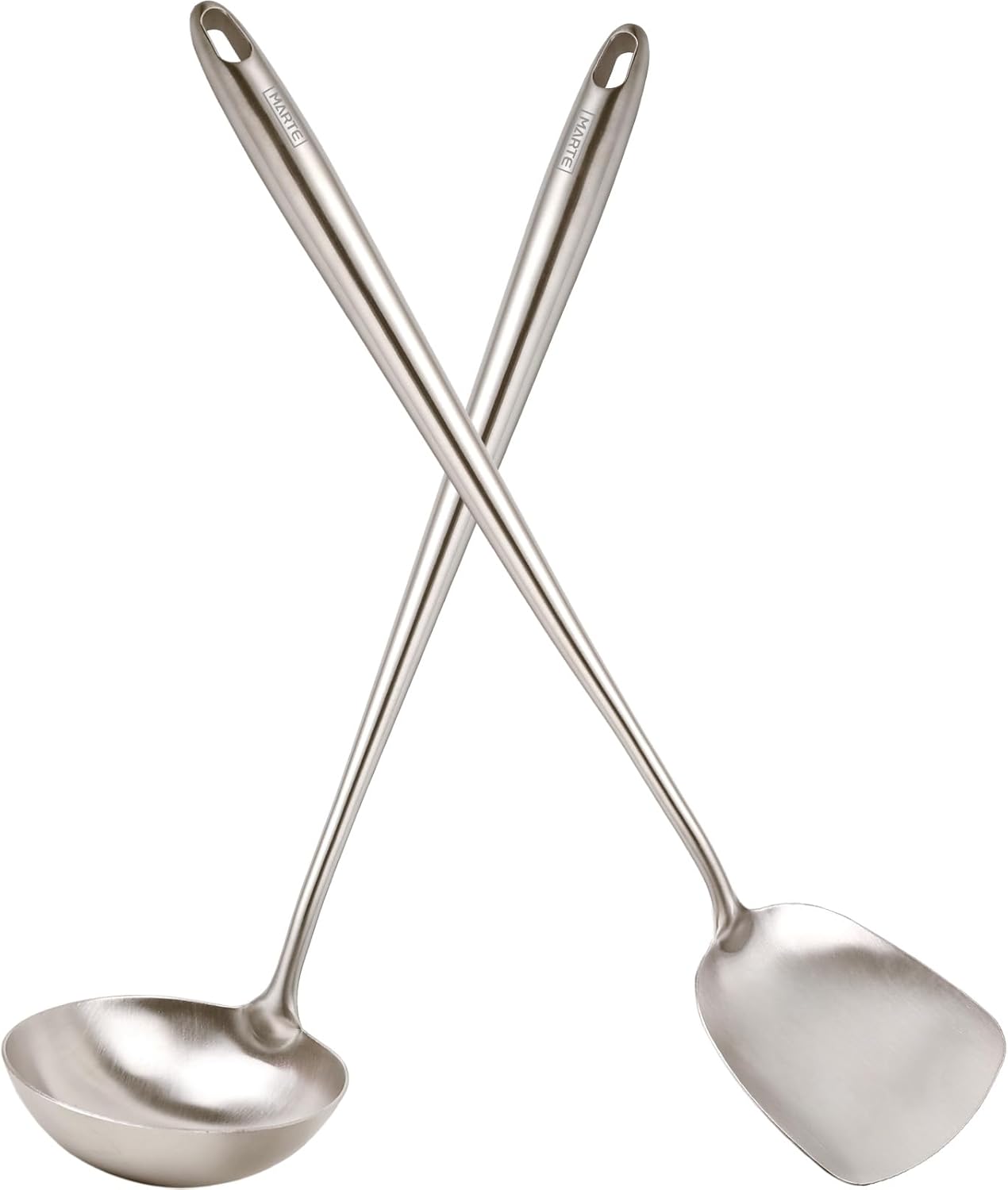 MARTE 17'' Skimmer Slotted Spoon - 304 Stainless Steel Skimmer Ladle Spider Strainer Spoon for Cooking and Frying - Long Pasta Strainer Tools Frying Spoon Kitchen Cooking Utensils Colander Spoon
