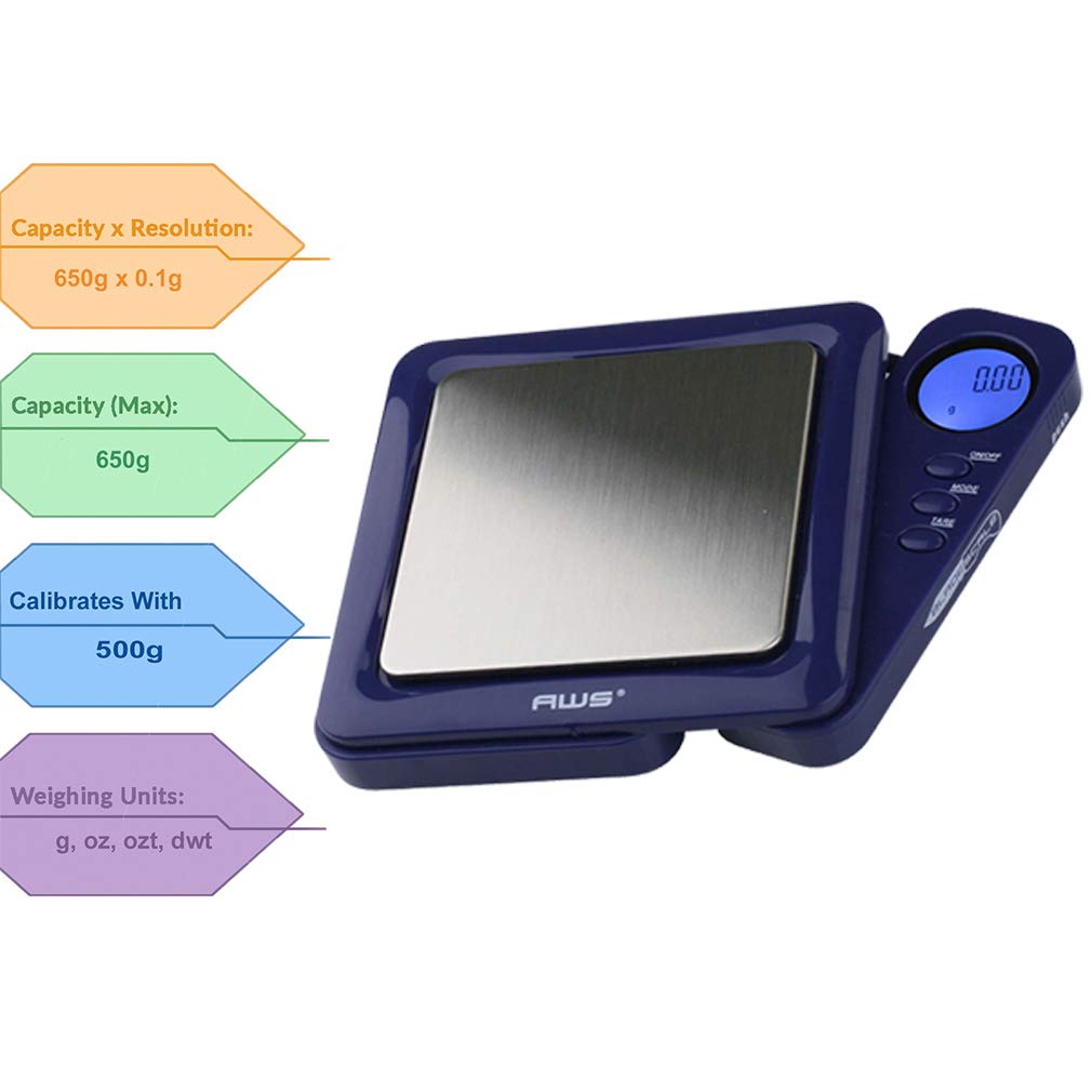 American Weigh Scales Blade Series Digital Pocket Gram Scale 1000g x 0.1g | Precision Mini Scale 0.1g Accuracy, Pocket Scale for Kitchen, Gold, Gems & Coin Scale, Smart Digital & Compact Scale