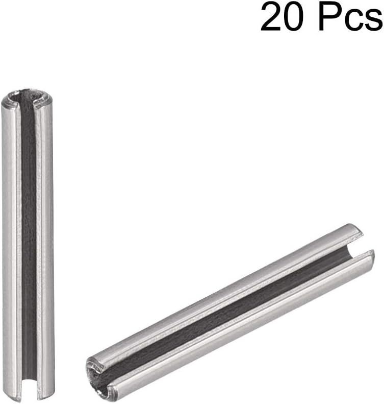 uxcell Slotted Spring Pin - M4 x 30mm 304 Stainless Steel Split Spring Roll Dowel Pins Plain Finish 20Pcs