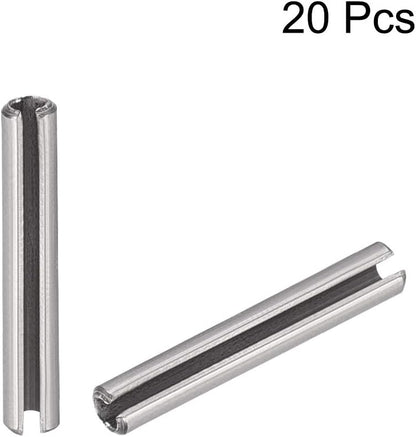 uxcell Slotted Spring Pin - M4 x 30mm 304 Stainless Steel Split Spring Roll Dowel Pins Plain Finish 20Pcs