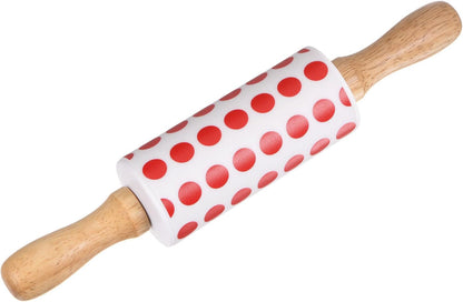 HARFINGTON Silicone Rolling Pins for Baking 12.2 Inch Non-Stick Silicone Surface Wooden Handle Rolling Pin Small Roller Playdough Rolling Pins for Fondant Kitchen Dough Pizza, Green