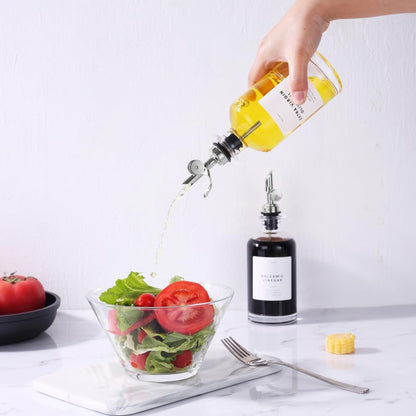 Molimoli - Premium Olive Oil Dispenser Bottles for Kitchen with Pourer - Oil and Vinegar Dispenser Set, Glass Dispenser for Kitchen, Dispenser Bottle of 350ml - Set of 2