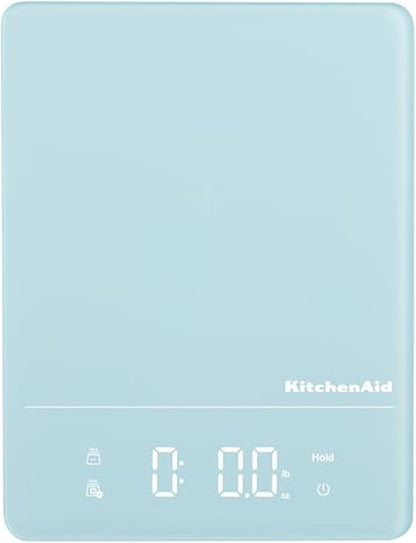 KitchenAid KQ913 Digital Waterproof (IPx7) Kitchen and Food Scale, LED readout, 11 Pound Max Capacity, White