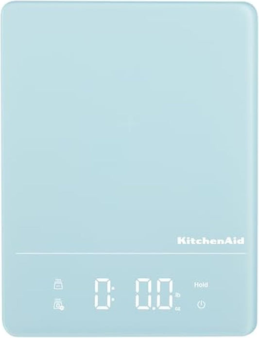 KitchenAid KQ913 Digital Waterproof (IPx7) Kitchen and Food Scale, LED readout, 11 Pound Max Capacity, White