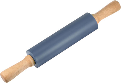 HARFINGTON Silicone Rolling Pins for Baking 12.2 Inch Non-Stick Silicone Surface Wooden Handle Rolling Pin Small Roller Playdough Rolling Pins for Fondant Kitchen Dough Pizza, Green