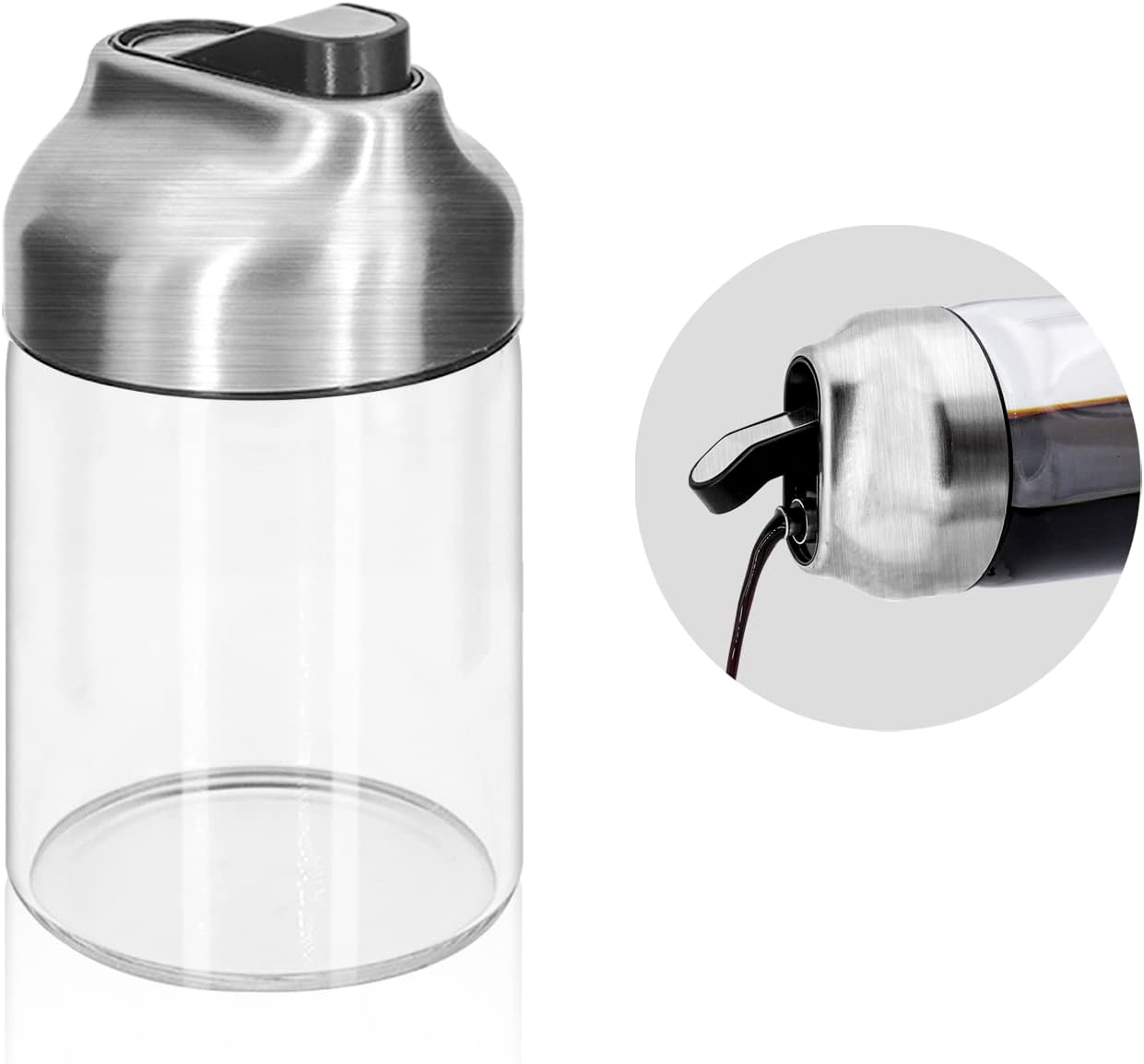 Aelga Olive Oil Dispenser - 14 OZ Glass Oil and Vinegar Dispenser Bottles Set for Kitchen No Drip-Set of 2
