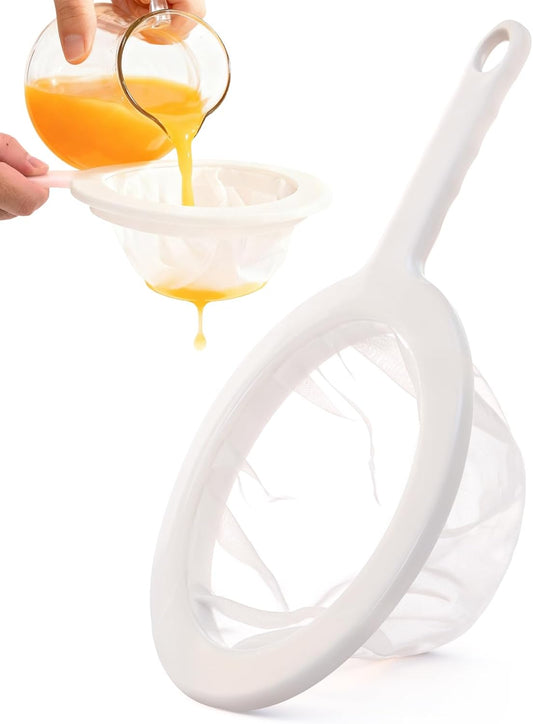 Ultra Fine Mesh Strainer with Handle, 120 Mesh, Plastic Strainer for Juicing, Small Colander for Kitchen, Nylon Fine Sieve for Nut Milk, Yogurt, Juice, Coffee, Honey, Food, Tea Leaf Filter