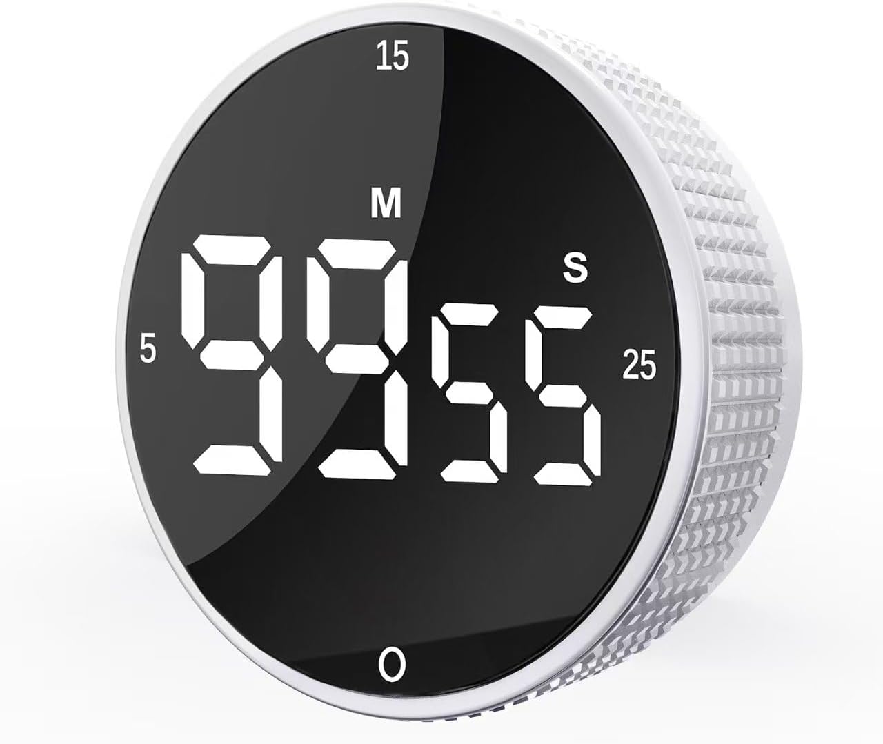Upgrade Digital Kitchen Timer - Magnetic Countdown Countup Visual Pomodoro Timer with Large LED Display, 3-Preset Times (5, 15, 25), 3 Volume Levels, Ideal for Cooking, Baking and Fitness (1, Black)