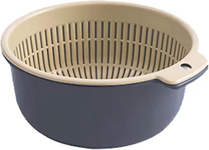 2 in 1 Kitchen Colander Set, 18cm/ 7inch Dia Fine Hole Fruit and Vegetable Strainer for Fast Draining, Double Layer Multi Use Colander for Washing and Storage, Home Kitchen Essential Tool