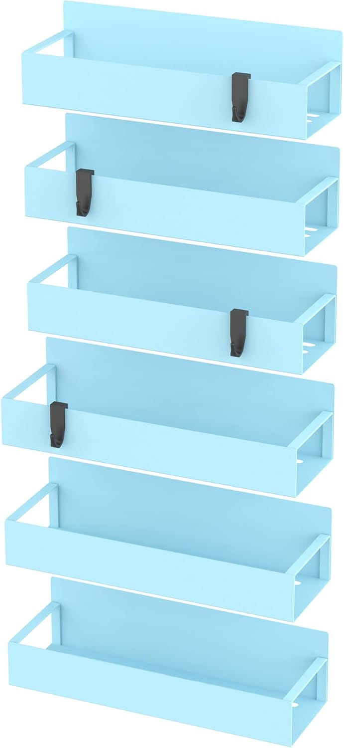 HuggieGems Metal 4 Pack Magnetic Spice Storage Rack Organizer for Refrigerator and Oven, Black Fridge Organizers and Storage, Metal