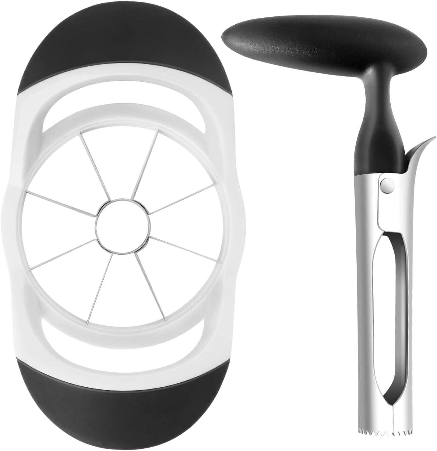 Asdirne Apple Slicer & Corer Set, Apple Cutter and Fruit Slicer with Sharp Stainless Steel Blades and Ergonomic Non-Slip Handles, Ideal for Cutting a Wide Range of Fruits, Black