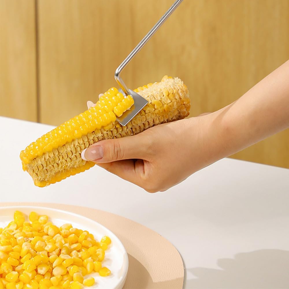 Easy Clean Corn Cob Peeler, 2025 New Corn Peeler for Corn on the Cob, Long Handle Stainless Steel Corn Stripping Tool for Home Kitchen (1 PCS)