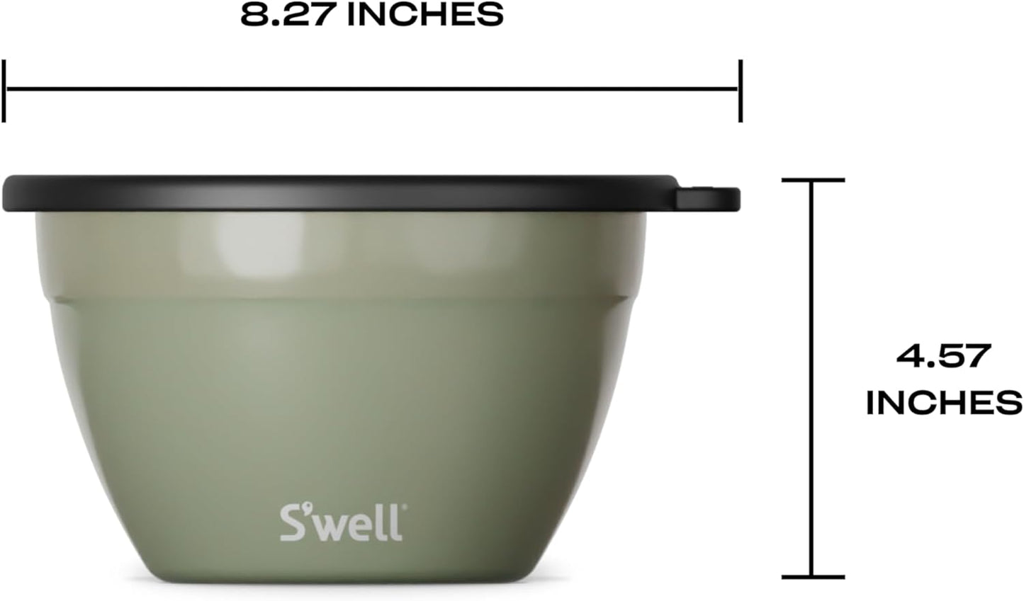 S’well Stainless Steel 64oz Salad Bowl Kit, Teakwood Finish, Includes 2oz Condiment Container and Removable Tray, Leak-Proof and Easy to Clean, Dishwasher Safe