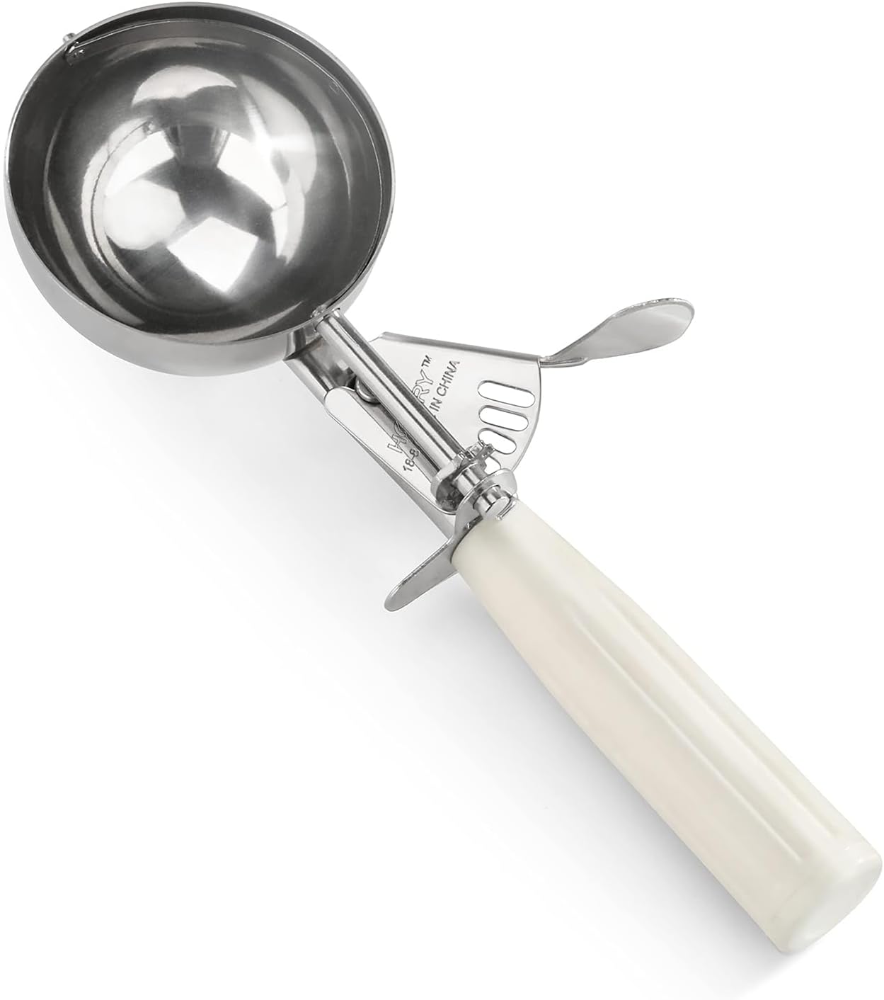 Portion Scoop - Disher, Cookie Scoop, Food Scoop - Portion Control - 18/8 Stainless Steel, Milk White Handle (#10 / 3oz)