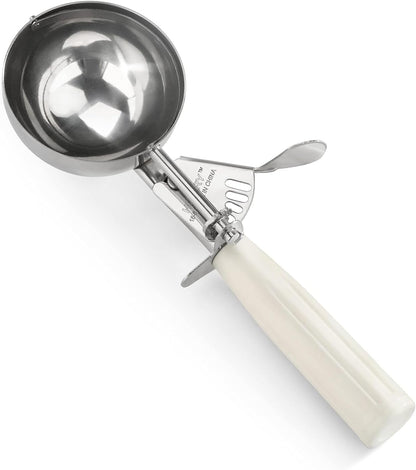 Portion Scoop - Disher, Cookie Scoop, Food Scoop - Portion Control - 18/8 Stainless Steel, Milk White Handle (#10 / 3oz)