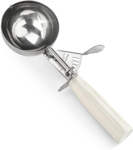 Portion Scoop - Disher, Cookie Scoop, Food Scoop - Portion Control - 18/8 Stainless Steel, Milk White Handle (#10 / 3oz)