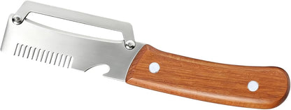 3-in-1 Multi-Function Kitchen Vegetable Peeler with Wooden Handle and Bottle Opener, Ideal for Peeling Fruits and Vegetables, Stainless Steel Blade Kitchen Tool (2 PCS)