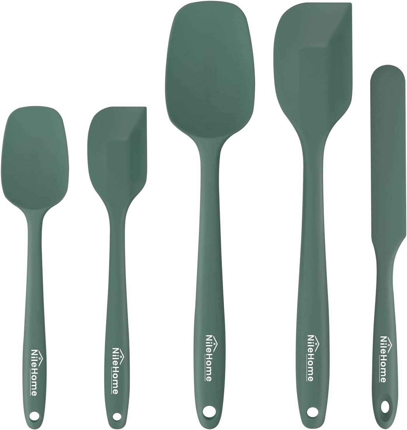 NileHome Silicone Spatula Set, 5 Pieces Food Grade Kitchen Utensils with Silicone Brush Heat Resistant BPA-free Rubber Spatula for Scraping, Baking, Cooking, Mixing—Black