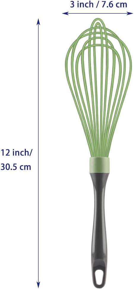 OYV Dishwasher Safe Whisk, Professional Whisks for Cooking Non-Scratch, Stainless Steel & Silicone Wisk, Plastic Rubber Whisk Tool for Nonstick Cookware Pans, Heat Resistant,12-Inch, Grey