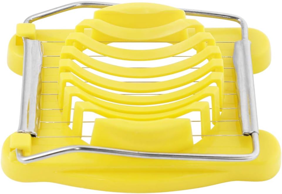 Heavy-Duty Plastic Egg Slicer with Stainless Steel Wires Multipurpose Boiled Egg Salad Slicer Strawberry Cheese Slicing Tools -Yellow