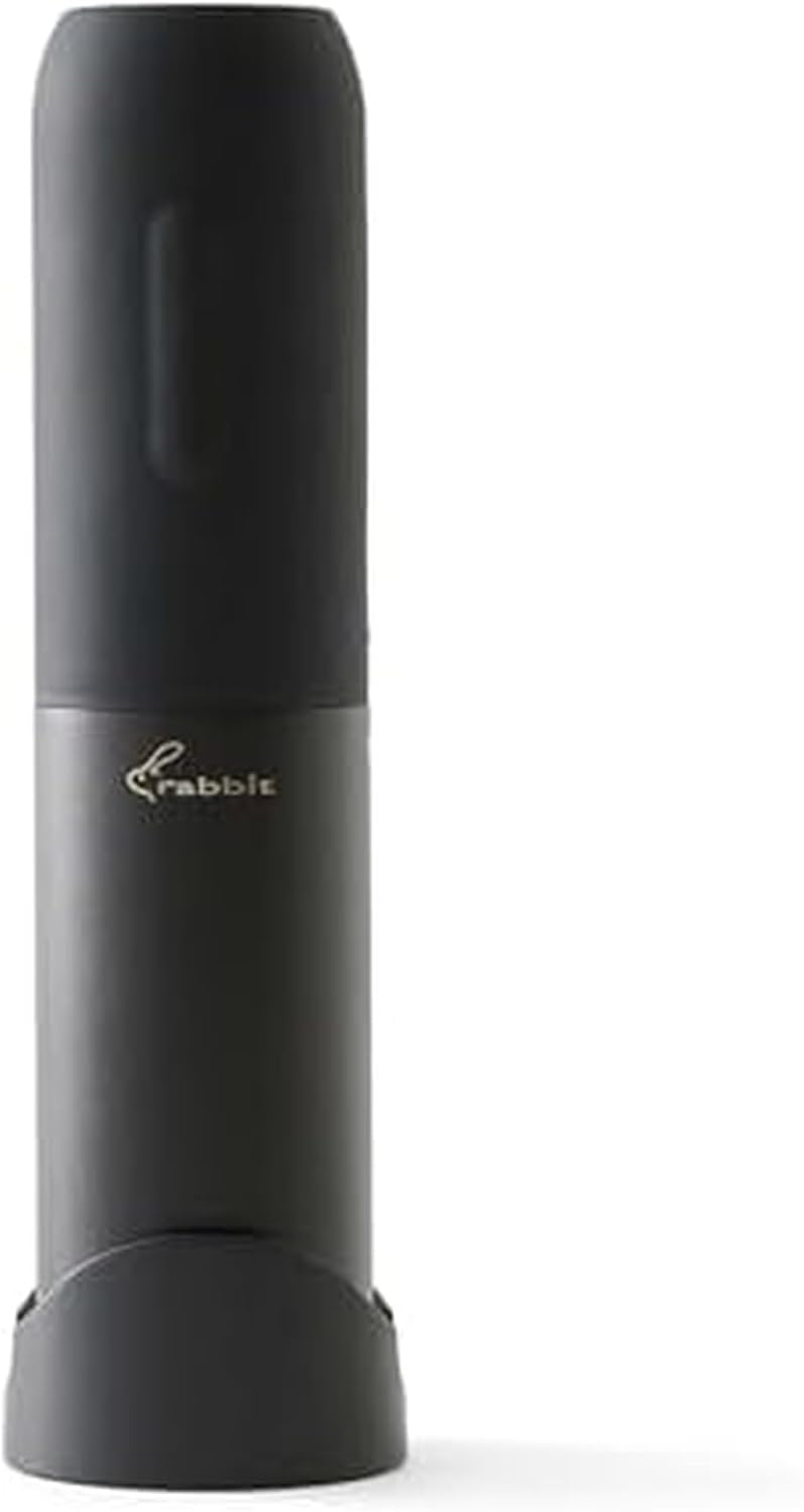 Rabbit Electric Corkscrew Wine Opener - Push Button Automatic Bottle Opener, Compact Design, Opens Bottles Quietly, Stores Vertically or Horizontally, Black
