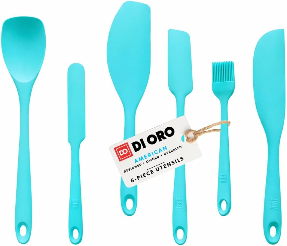All New DI ORO 6-Piece Silicone Spatula Set - Rubber Kitchen Utensils for Baking, Cooking & Mixing - Heat-Resistant 600°F BPA Free Spatulas for Nonstick Cookware - Dishwasher Safe (Black)