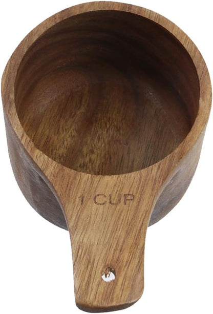 Oedema 2 Pcs Wooden Measuring Cup 1/4 Cup Mini Coffee Scoop Kitchen Measure Tool Measuring Spoon for Coffee Beans Tea