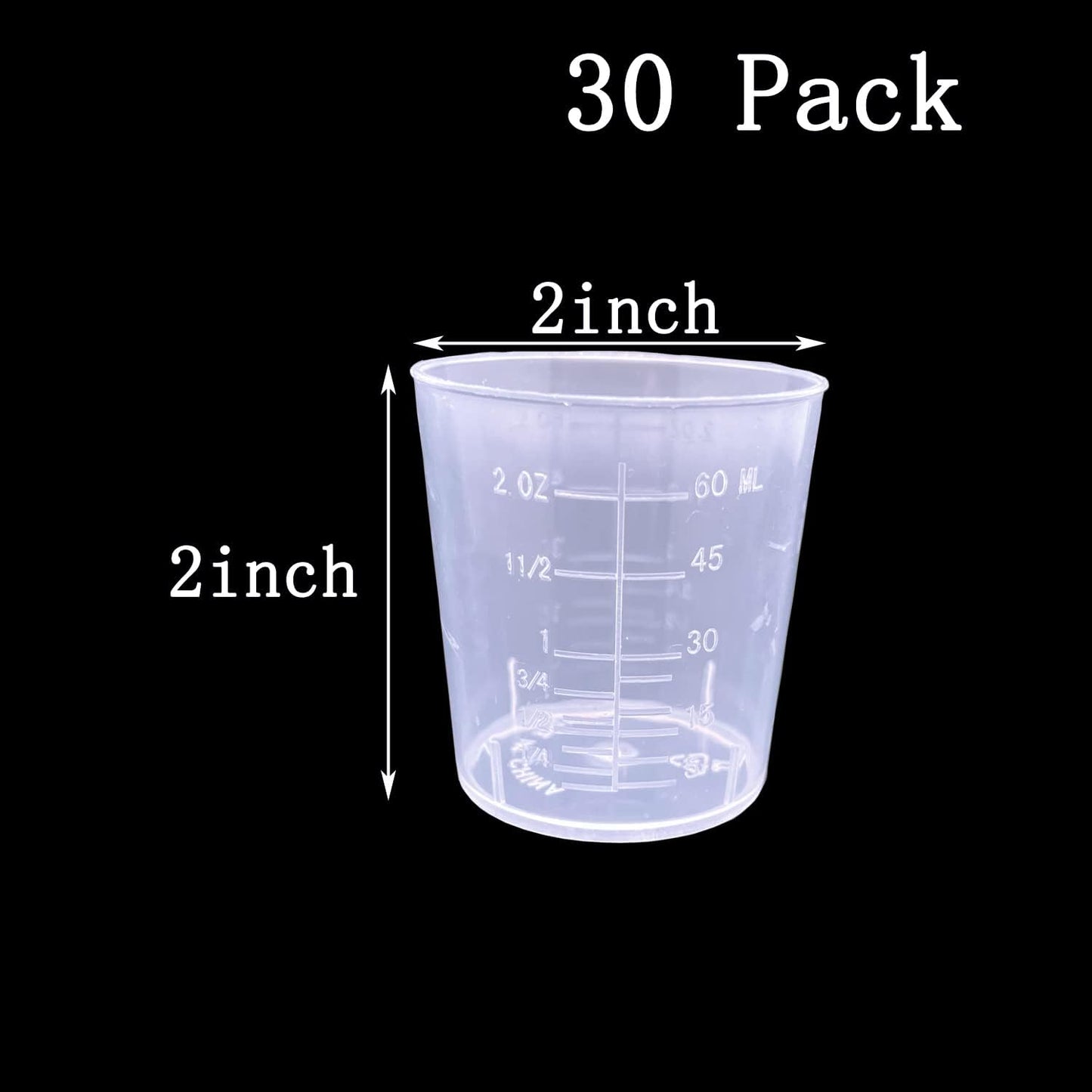 30 Pcs Plastic Graduated Cups, 60ml/2oz Clear Scale Cups with 50 Pcs Wooden Stirring Sticks for Epoxy, Resin, Stain, Mixing Paint
