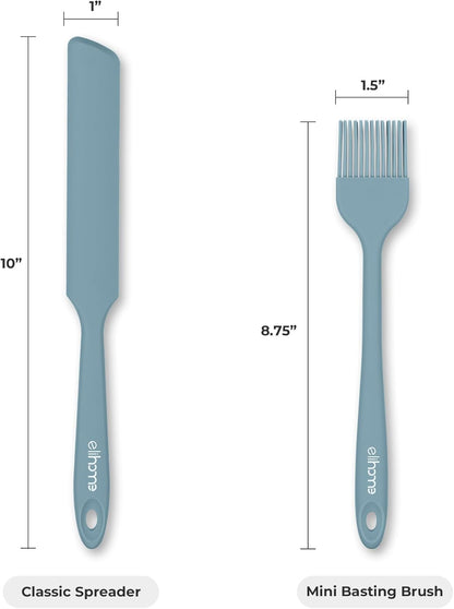 Elihome Mini Silicone Basting Pastry Brush, Cooking Brush for Oil Sauce Butter Marinades, Food Brushes for BBQ Grill Kitchen Baking, Baster Brushes Food Grade, Slate Teal Grey